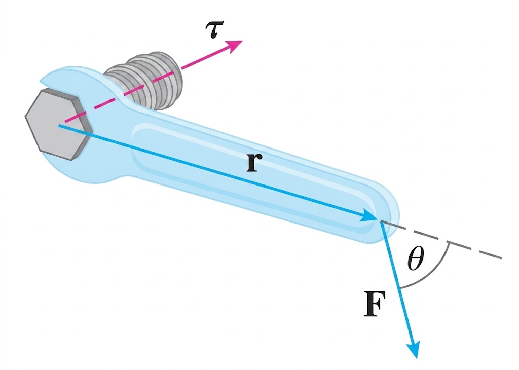 mechanical wrench applied to a bolt